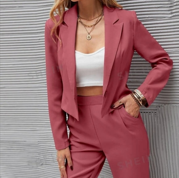 SHEIN Essnce Ladies" Short Blazer With Long Sleeves Dress Pants Suits Size S - Picture 6 of 16